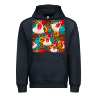 Navy western  chicken with sunflowers seamless pattern Urban Hoodie - FaDigitalArtStudio