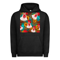 Pigment Black western  chicken with sunflowers seamless pattern Urban Hoodie - FaDigitalArtStudio
