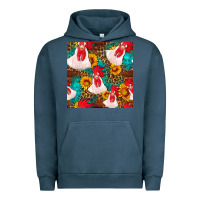 Pigment Midnight Navy western  chicken with sunflowers seamless pattern Urban Hoodie - FaDigitalArtStudio