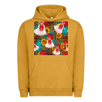 Pigment Peanut Butter western  chicken with sunflowers seamless pattern Urban Hoodie - FaDigitalArtStudio