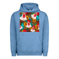 Pigment Pebble Blue western  chicken with sunflowers seamless pattern Urban Hoodie - FaDigitalArtStudio