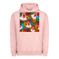 Pigment Salmon western  chicken with sunflowers seamless pattern Urban Hoodie - FaDigitalArtStudio