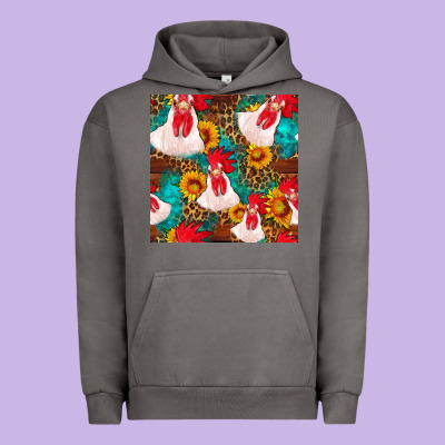 Western  Chicken With Sunflowers Seamless Pattern Urban Hoodie Designed By Fadigitalartstudio