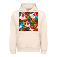 Sandshell western  chicken with sunflowers seamless pattern Urban Hoodie - FaDigitalArtStudio