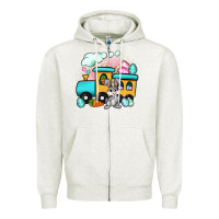 Oatmeal Heather easter train Zipper Hoodie - Artiststas