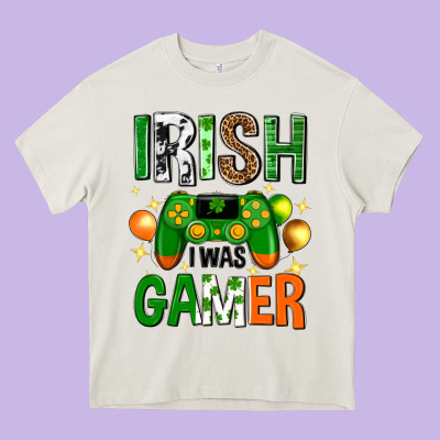Irish I Was Gamer St. Patricks Day Heavy Core Tee Designed By Neo Western