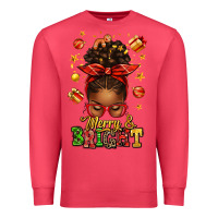 Cardinal merry and bright christmas afro messy bun Premium Sweatshirt - texasbilliewilder