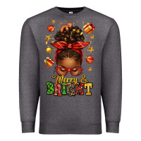 Charcoal Heather merry and bright christmas afro messy bun Premium Sweatshirt - texasbilliewilder