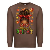 Chestnut merry and bright christmas afro messy bun Premium Sweatshirt - texasbilliewilder
