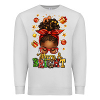 Dove Grey merry and bright christmas afro messy bun Premium Sweatshirt - texasbilliewilder