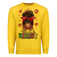 Lemon merry and bright christmas afro messy bun Premium Sweatshirt - texasbilliewilder