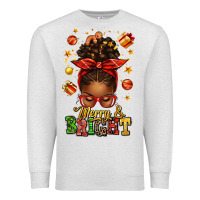 Oatmeal Heather merry and bright christmas afro messy bun Premium Sweatshirt - texasbilliewilder
