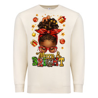 Sandshell merry and bright christmas afro messy bun Premium Sweatshirt - texasbilliewilder