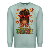 Seafoam merry and bright christmas afro messy bun Premium Sweatshirt - texasbilliewilder