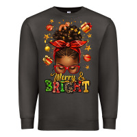 Smoke merry and bright christmas afro messy bun Premium Sweatshirt - texasbilliewilder