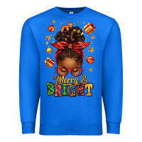 True Royal merry and bright christmas afro messy bun Premium Sweatshirt - texasbilliewilder