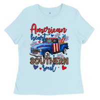 Baby Blue American heart southern soul truck Ladies Tee - Neo Western