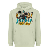 Matcha Cow Junkie with Cow Heavyweight Hoodie - texasbilliewilder