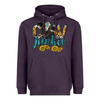 Plum Cow Junkie with Cow Heavyweight Hoodie - texasbilliewilder