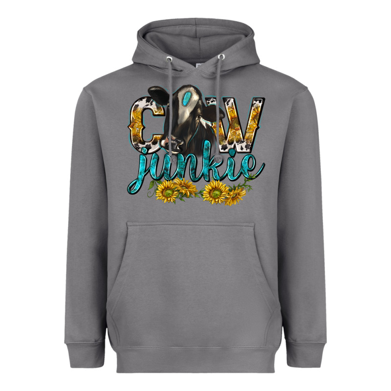 Cow Junkie With Cow Heavyweight Hoodie by texasbilliewilder | Teevron