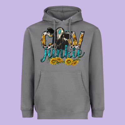 Cow Junkie With Cow Heavyweight Hoodie Designed By Texasbilliewilder