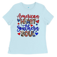 Baby Blue American heart southern soul Ladies Tee - Neo Western