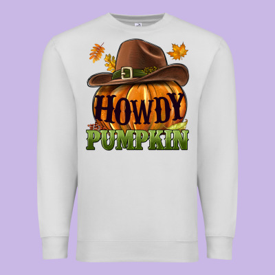 Howdy Pumpkin Premium Sweatshirt Designed By Nancycooperartshop