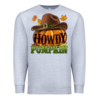 Heather Grey Howdy pumpkin Premium Sweatshirt - NancyCooperArtShop