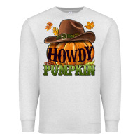 Oatmeal Heather Howdy pumpkin Premium Sweatshirt - NancyCooperArtShop