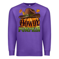 Purple Howdy pumpkin Premium Sweatshirt - NancyCooperArtShop
