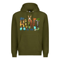 Army Green The hunt is on with eggs Easter Day Premium Hoodie - HowdyJamesFarm