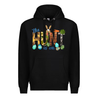 Black The hunt is on with eggs Easter Day Premium Hoodie - HowdyJamesFarm