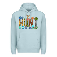 Blue Mist The hunt is on with eggs Easter Day Premium Hoodie - HowdyJamesFarm