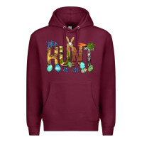 Burgundy The hunt is on with eggs Easter Day Premium Hoodie - HowdyJamesFarm