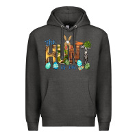 Charcoal Heather The hunt is on with eggs Easter Day Premium Hoodie - HowdyJamesFarm