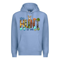 Colony Blue The hunt is on with eggs Easter Day Premium Hoodie - HowdyJamesFarm