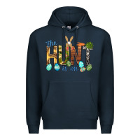 Navy The hunt is on with eggs Easter Day Premium Hoodie - HowdyJamesFarm