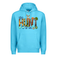 Ocean Blue The hunt is on with eggs Easter Day Premium Hoodie - HowdyJamesFarm