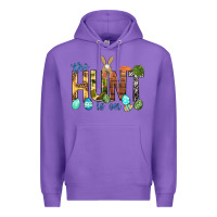 Purple The hunt is on with eggs Easter Day Premium Hoodie - HowdyJamesFarm