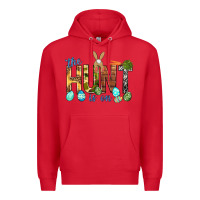Red The hunt is on with eggs Easter Day Premium Hoodie - HowdyJamesFarm