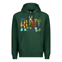 Sports Green The hunt is on with eggs Easter Day Premium Hoodie - HowdyJamesFarm