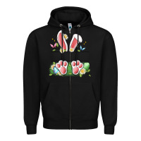 Black easter bunny name frame Zipper Hoodie - Artiststas