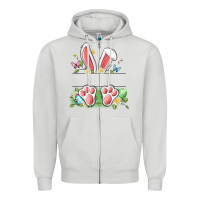 Dove Grey easter bunny name frame Zipper Hoodie - Artiststas