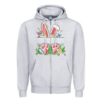 Heather Grey easter bunny name frame Zipper Hoodie - Artiststas