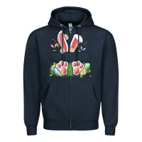Navy easter bunny name frame Zipper Hoodie - Artiststas