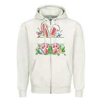 Oatmeal Heather easter bunny name frame Zipper Hoodie - Artiststas