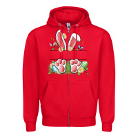 Red easter bunny name frame Zipper Hoodie - Artiststas
