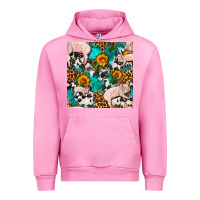 Fuchsia Pink american yorkshire pig seamless pattern Urban Hoodie - FaDigitalArtStudio