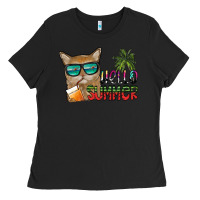 Black hello summer Ladies Tee - SublimationCraftShop
