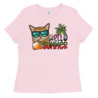 Bubblegum Pink hello summer Ladies Tee - SublimationCraftShop